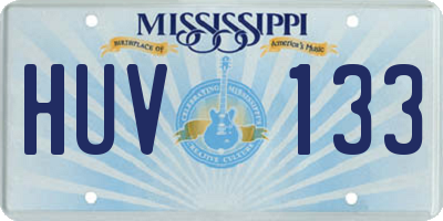 MS license plate HUV133