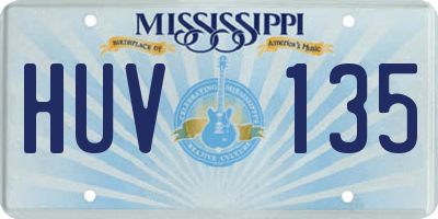 MS license plate HUV135