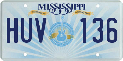 MS license plate HUV136