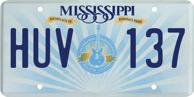 MS license plate HUV137