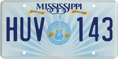 MS license plate HUV143