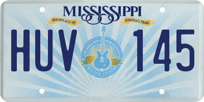 MS license plate HUV145