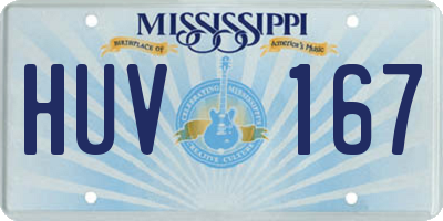 MS license plate HUV167