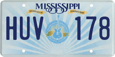 MS license plate HUV178