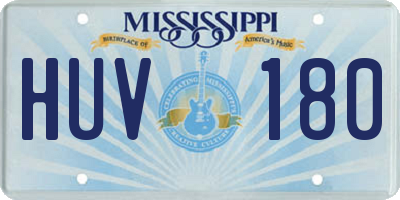 MS license plate HUV180