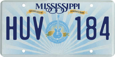 MS license plate HUV184