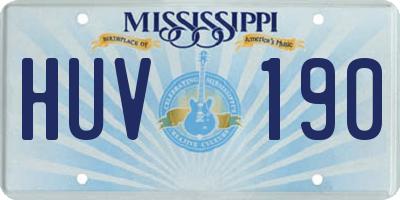 MS license plate HUV190