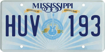 MS license plate HUV193