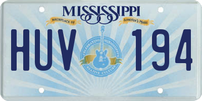 MS license plate HUV194