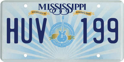 MS license plate HUV199