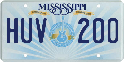 MS license plate HUV200
