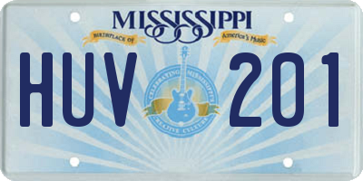 MS license plate HUV201