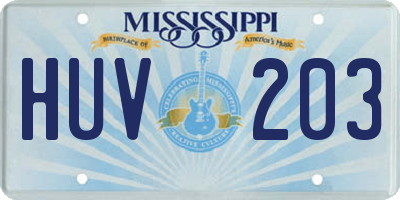 MS license plate HUV203