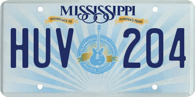 MS license plate HUV204