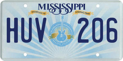 MS license plate HUV206