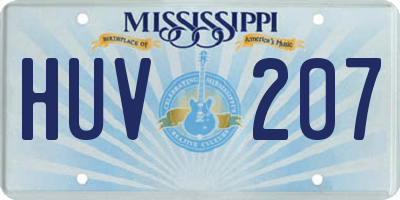 MS license plate HUV207