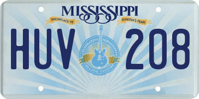 MS license plate HUV208