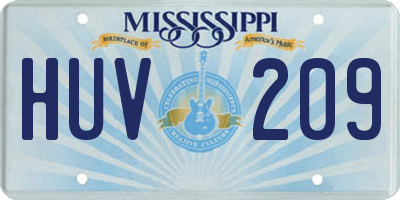 MS license plate HUV209