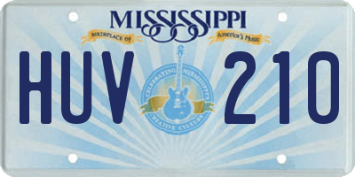 MS license plate HUV210