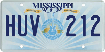 MS license plate HUV212