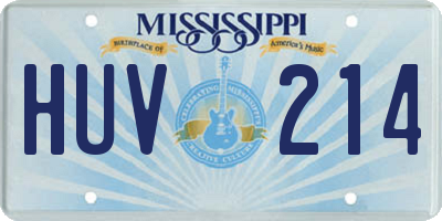 MS license plate HUV214