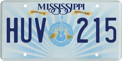 MS license plate HUV215