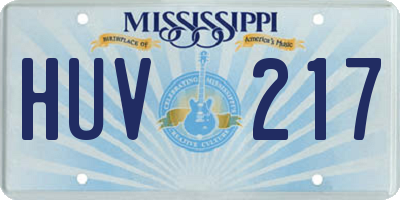 MS license plate HUV217
