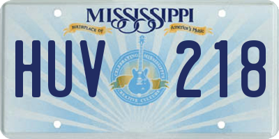 MS license plate HUV218