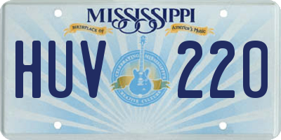 MS license plate HUV220