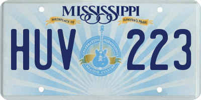 MS license plate HUV223