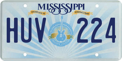 MS license plate HUV224