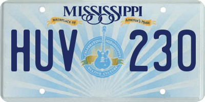 MS license plate HUV230