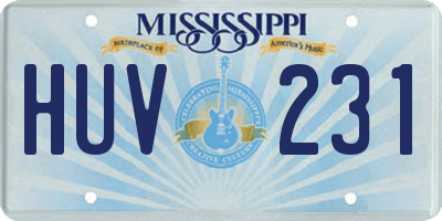 MS license plate HUV231