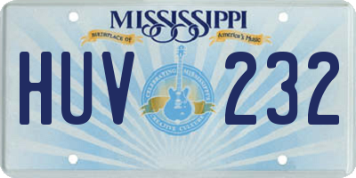 MS license plate HUV232