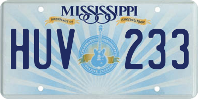 MS license plate HUV233