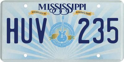 MS license plate HUV235