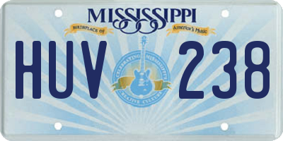 MS license plate HUV238