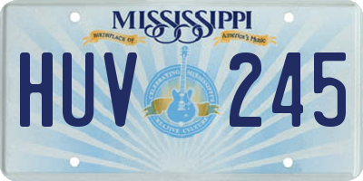 MS license plate HUV245