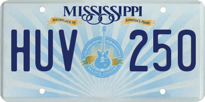 MS license plate HUV250