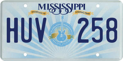 MS license plate HUV258
