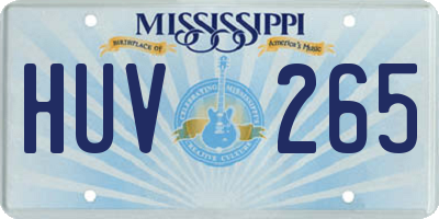 MS license plate HUV265