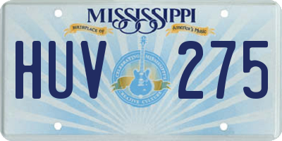MS license plate HUV275
