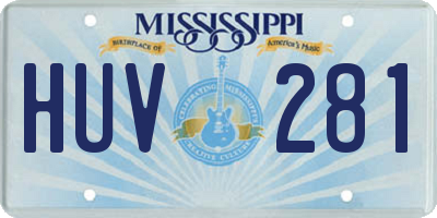 MS license plate HUV281