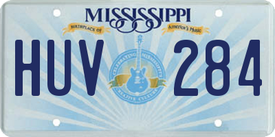 MS license plate HUV284