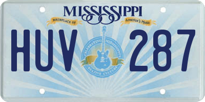 MS license plate HUV287