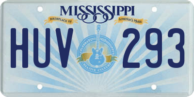 MS license plate HUV293