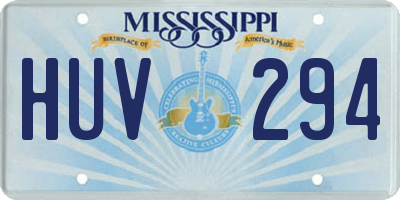 MS license plate HUV294