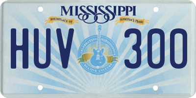 MS license plate HUV300