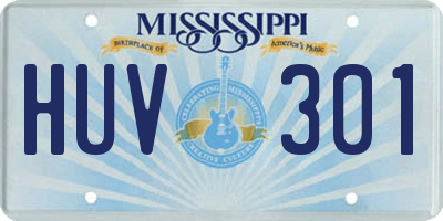 MS license plate HUV301
