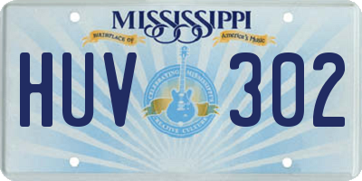 MS license plate HUV302